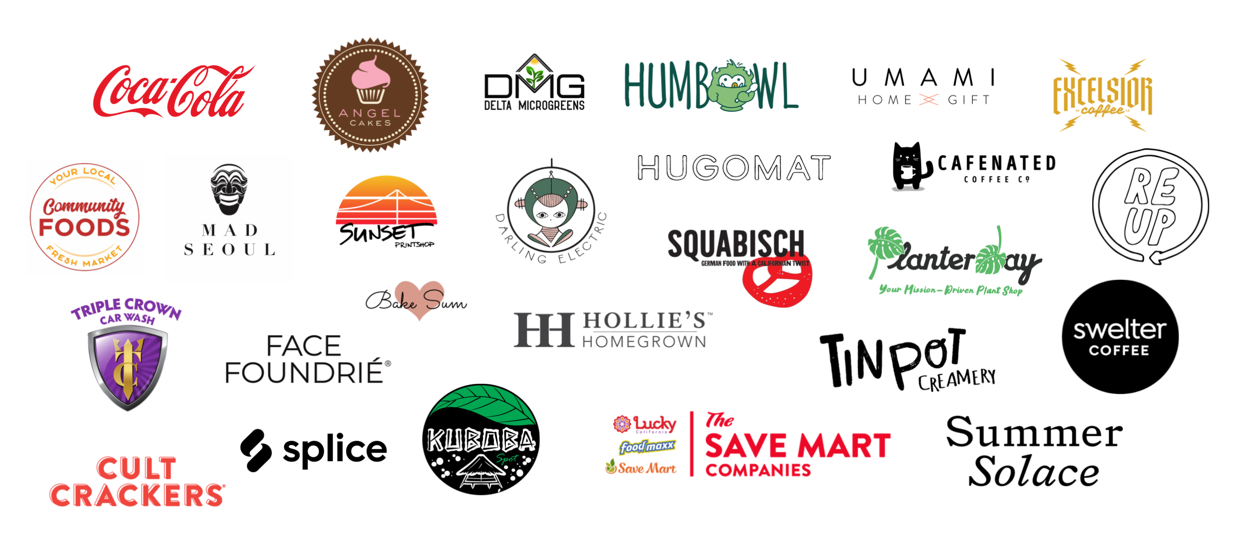 Logos of past Microfinance at Berkeley clients